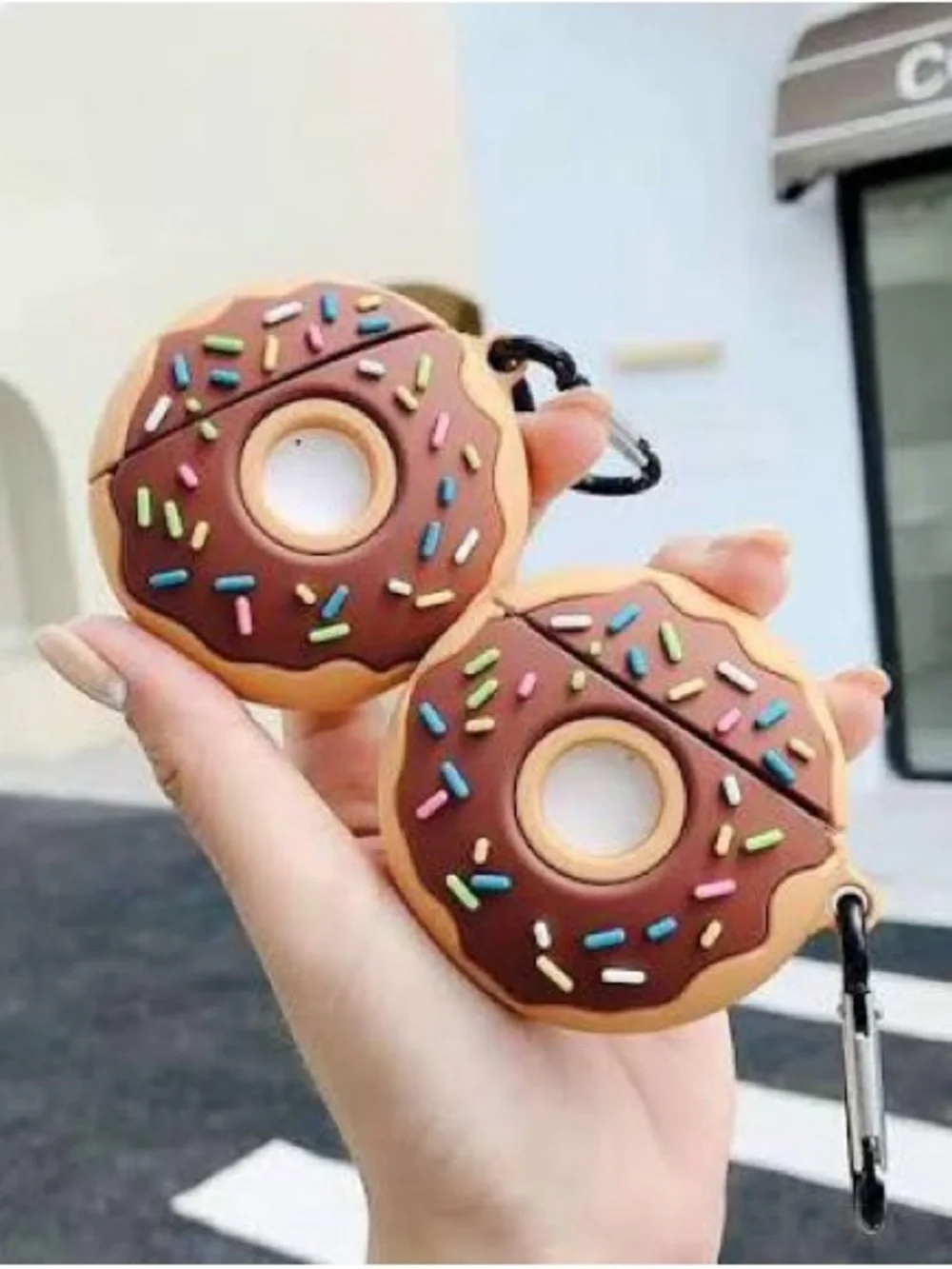 Donut Silicone AirPods Case - Chocolate Brown & Orange